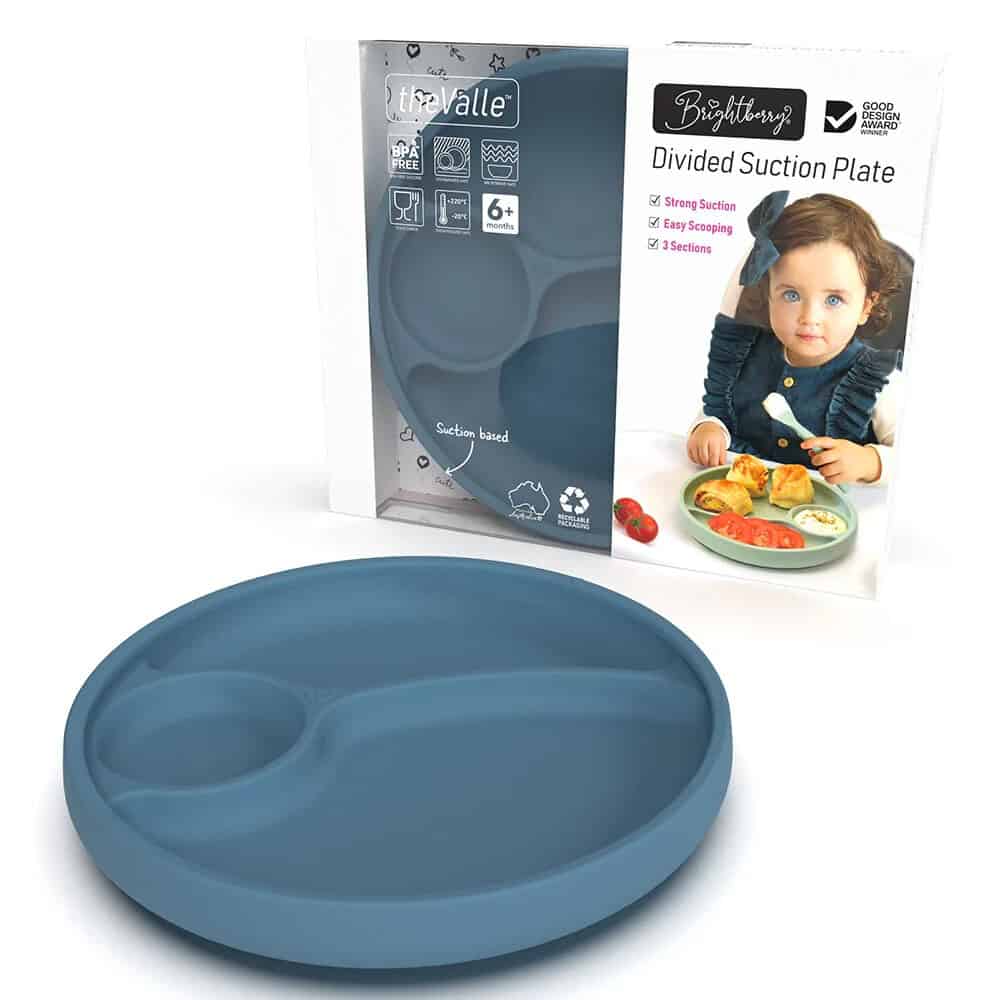 Divided Silicone Suction Plate Brightberry PACIFIC BLUE.