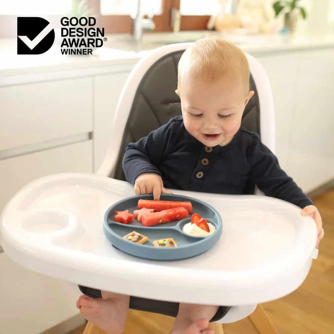 Brightberry PACIFIC BLUE divided silicone suction plate for babies.
