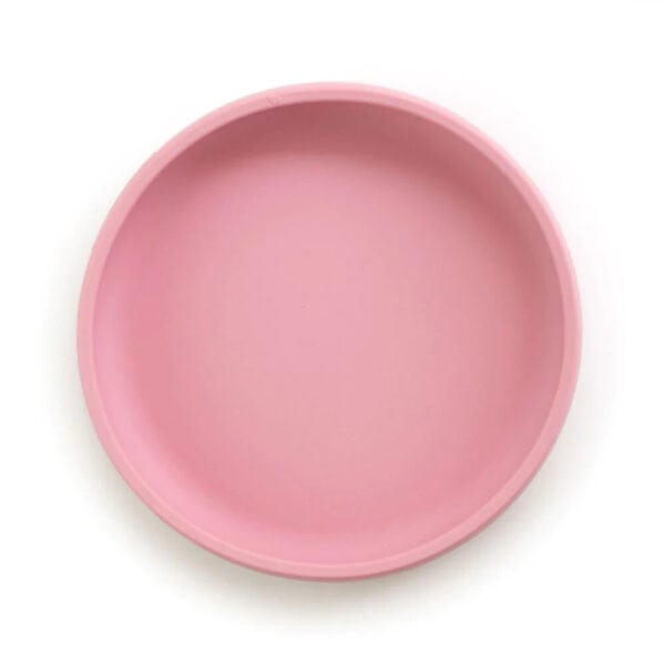 Coral Pink Silicone Suction Plate for Babies - Easy to Scoop and Clean.