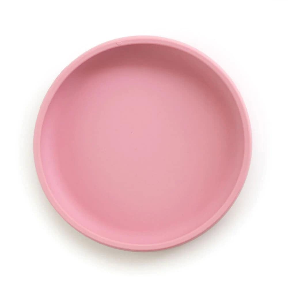 Coral Pink Silicone Suction Plate for Babies - Easy to Scoop and Clean.