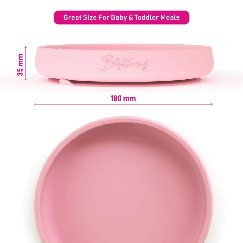 Baby Silicone Suction Plate Coral Pink for Toddler Meals.