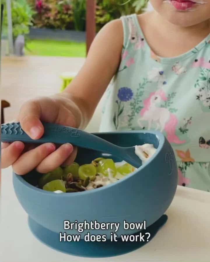 Silicone Suction Bowl for Babies with Two Spoons - Easy Scoop PACIFIC BLUE.